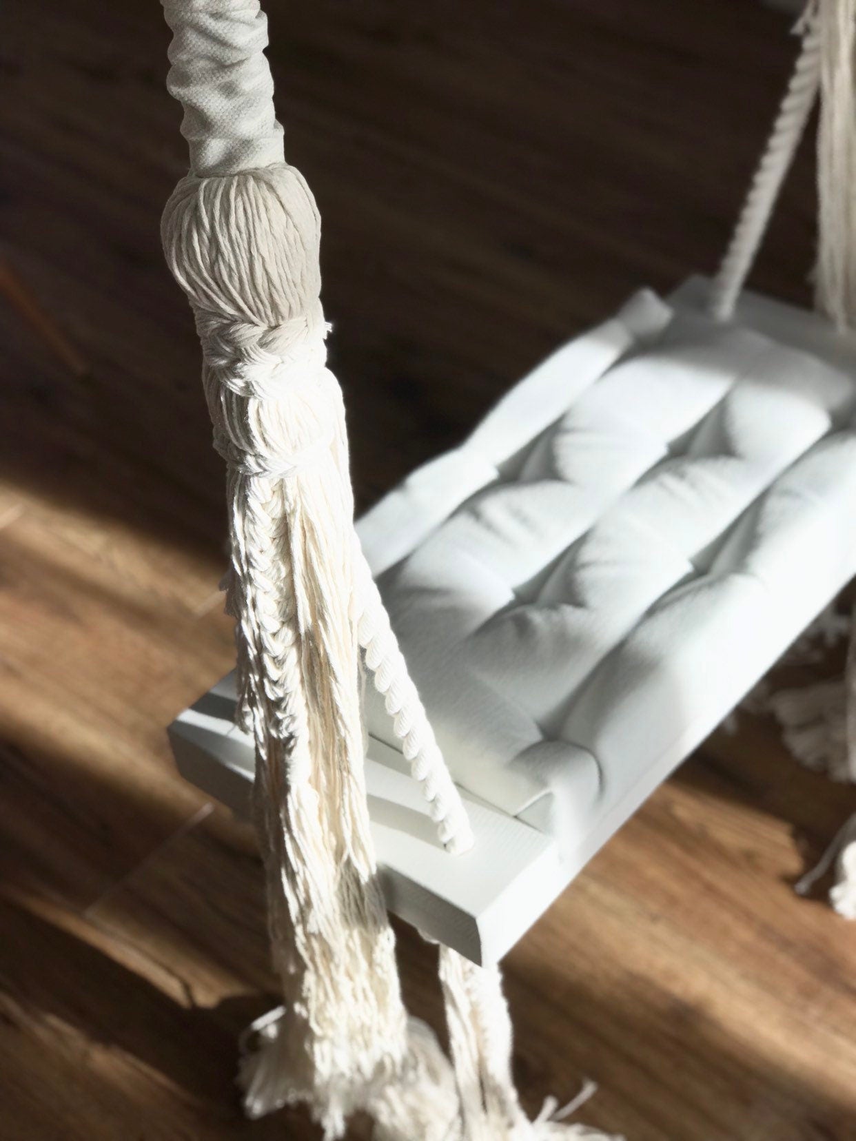 white wooden adult size swing