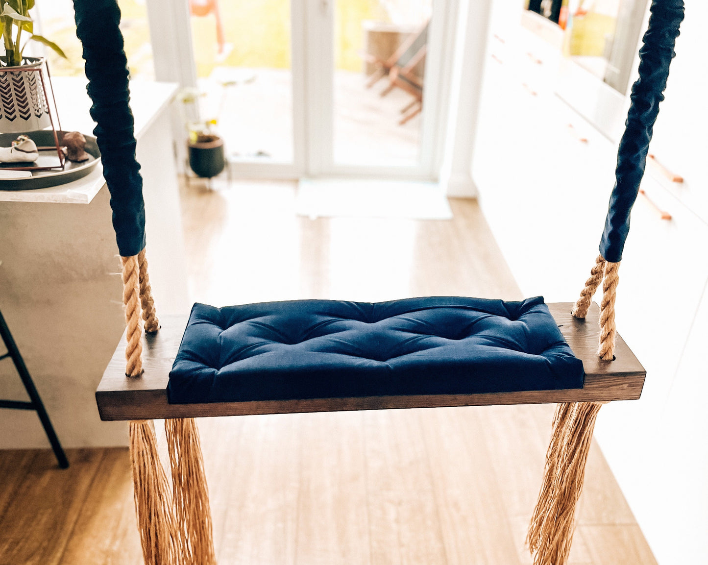 Extra Large Adults Kids Indoor Outdoor solid wooden swing Colors available Free Shipping Customized your own Navy Blue Luxury Swing