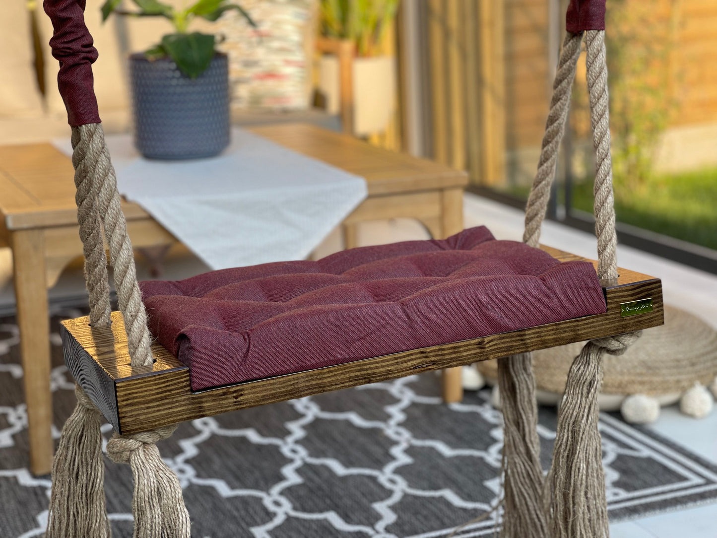 Extra Large Luxury Adults Toddler Outdoor solid wooden swing UV and water resistant colors available Hard wood Walnut Dark Oak Eco Design