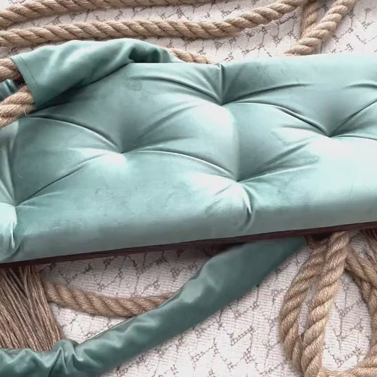 Extra Large Adults Kids Indoor solid wooden swing  Colors available  Free Shipping Customized your own Sage Green Luxury Swing