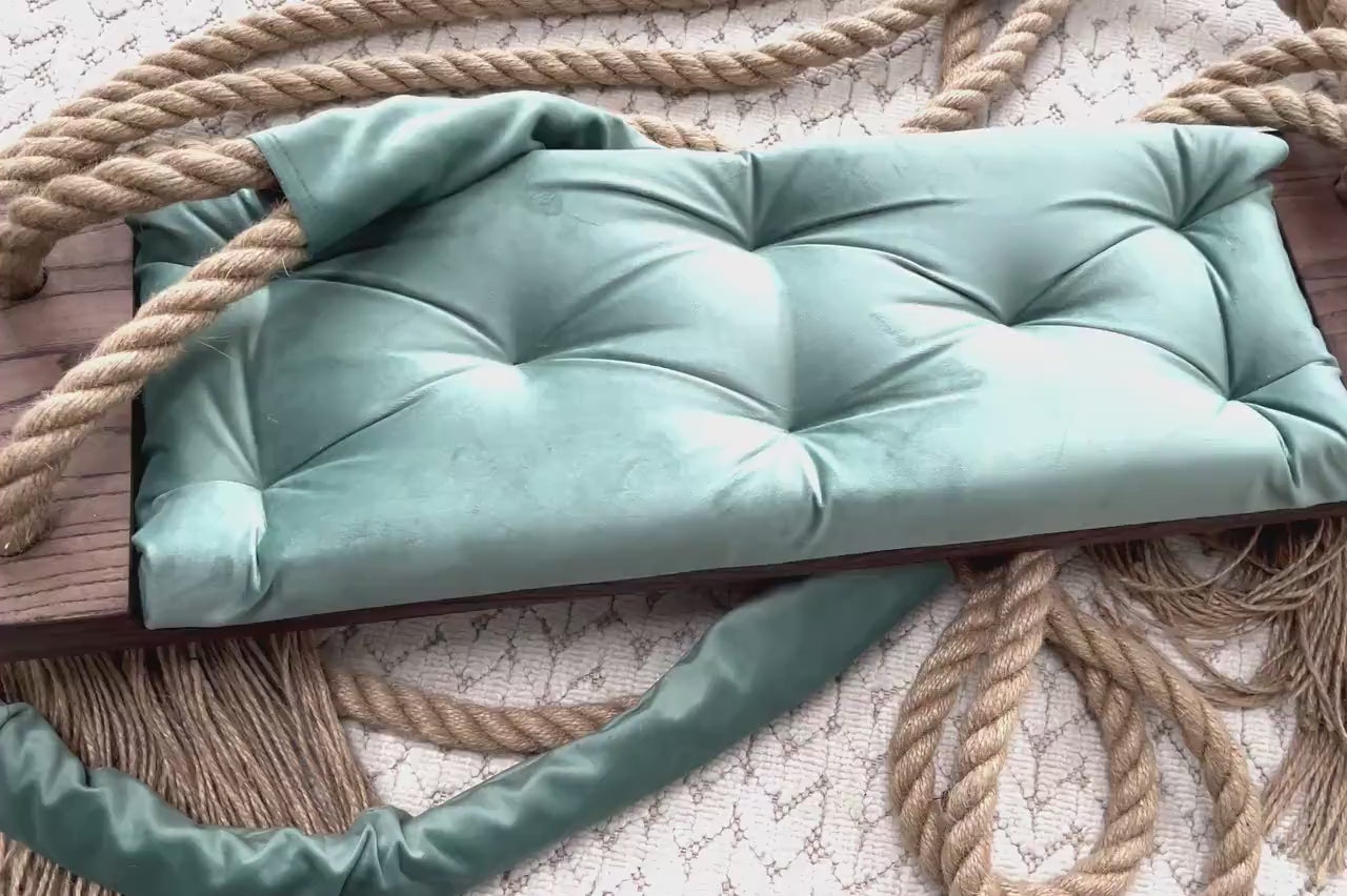 Extra Large Adults Kids Indoor solid wooden swing  Colors available  Free Shipping Customized your own Sage Green Luxury Swing