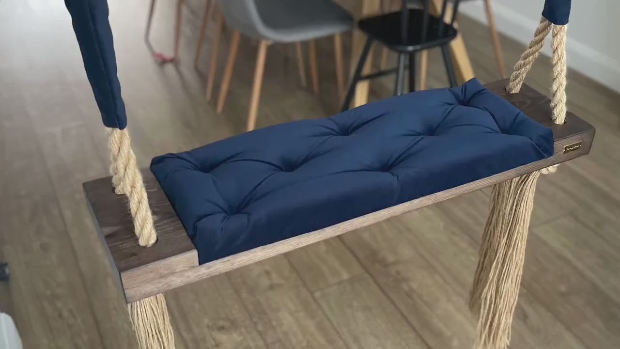 Extra Large Adults Kids Indoor Outdoor solid wooden swing  Colors available  Free Shipping Customized your own Navy Blue Luxury Swing