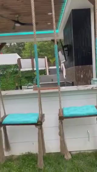Extra Large Adults Kids Outdoor Wooden Swing Swimming Pool Verandas Luxury Tiffany Blue Sunbrella Faded Resistant Garden Furniture